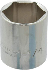Proto - 1-1/4", 1/2" Drive, Standard Hand Socket - 6 Points, 1-55/64" OAL, Chrome Finish - Apex Tool & Supply