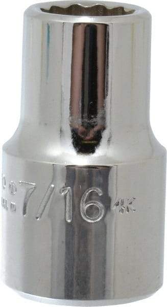 Proto - 7/16", 1/2" Drive, Standard Hand Socket - 12 Points, 1-31/64" OAL, Chrome Vanadium, Chrome Finish - Apex Tool & Supply