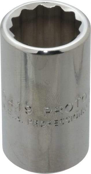 Proto - 19/32", 1/2" Drive, Standard Hand Socket - 12 Points, 1-1/2" OAL, Chrome Finish - Apex Tool & Supply