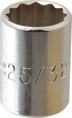 Proto - 25/32", 1/2" Drive, Standard Hand Socket - 12 Points, 1-1/2" OAL, Chrome Finish - Apex Tool & Supply