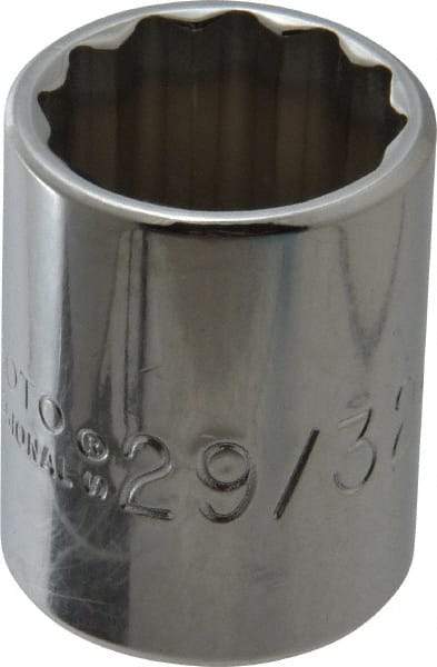 Proto - 29/32", 1/2" Drive, Standard Hand Socket - 12 Points, 1-9/16" OAL, Chrome Finish - Apex Tool & Supply