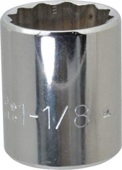 Proto - 1-1/8", 1/2" Drive, Standard Hand Socket - 12 Points, 1-3/4" OAL, Chrome Finish - Apex Tool & Supply