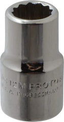 Proto - 1/2" Drive, Standard Hand Socket - 12 Points, 1-1/2" OAL, Chrome Vanadium, Chrome Finish - Apex Tool & Supply