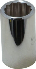 Proto - 1/2" Drive, Standard Hand Socket - 12 Points, 1-1/2" OAL, Chrome Finish - Apex Tool & Supply