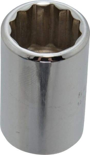 Proto - 1/2" Drive, Standard Hand Socket - 12 Points, 1-1/2" OAL, Chrome Finish - Apex Tool & Supply