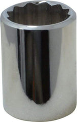 Proto - 1/2" Drive, Standard Hand Socket - 12 Points, 1-1/2" OAL, Chrome Vanadium, Chrome Finish - Apex Tool & Supply