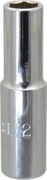 Proto - 1/2", 1/2" Drive, Deep Hand Socket - 6 Points, 3-1/4" OAL, Chrome Finish - Apex Tool & Supply