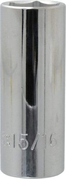 Proto - 15/16", 1/2" Drive, Deep Hand Socket - 6 Points, 3-1/4" OAL, Chrome Finish - Apex Tool & Supply