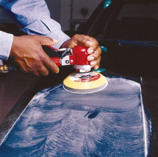 3M - 5" Diam, 120 Grit Ceramic Adhesive PSA Disc - Fine Grade, Red, F Weighted Backing, Flexible, Use with Random Orbital Sanders - Apex Tool & Supply