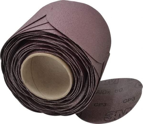 3M - 5" Diam, 60 Grit Aluminum Oxide Adhesive PSA Disc - Medium Grade, Brown, X Weighted Backing, Flexible, Use with Random Orbital Sanders - Apex Tool & Supply