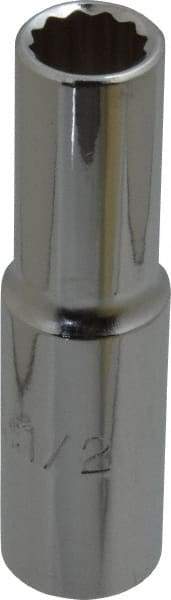 Proto - 1/2", 1/2" Drive, Deep Hand Socket - 12 Points, 3-1/4" OAL, Chrome Finish - Apex Tool & Supply