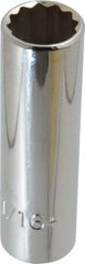 Proto - 11/16", 1/2" Drive, Deep Hand Socket - 12 Points, 3-1/4" OAL, Chrome Finish - Apex Tool & Supply