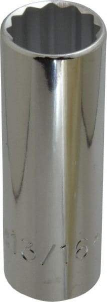 Proto - 13/16", 1/2" Drive, Deep Hand Socket - 12 Points, 3-1/4" OAL, Chrome Finish - Apex Tool & Supply