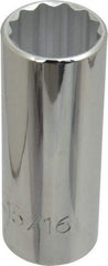 Proto - 15/16", 1/2" Drive, Deep Hand Socket - 12 Points, 3-1/4" OAL, Chrome Finish - Apex Tool & Supply