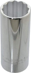 Proto - 1", 1/2" Drive, Deep Hand Socket - 12 Points, 3-1/4" OAL, Chrome Finish - Apex Tool & Supply