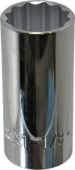 Proto - 1-1/8", 1/2" Drive, Deep Hand Socket - 12 Points, 3-1/4" OAL, Chrome Finish - Apex Tool & Supply