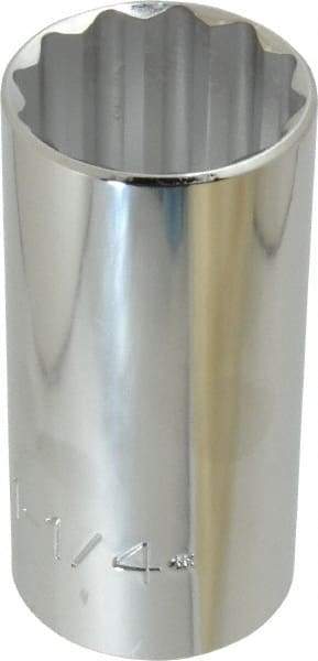 Proto - 1-1/4", 1/2" Drive, Deep Hand Socket - 12 Points, 3-1/4" OAL, Chrome Finish - Apex Tool & Supply
