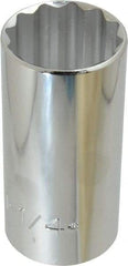 Proto - 1-1/4", 1/2" Drive, Deep Hand Socket - 12 Points, 3-1/4" OAL, Chrome Finish - Apex Tool & Supply