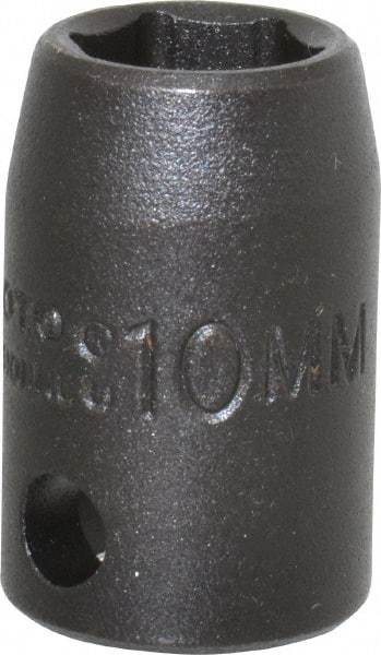 Proto - 3/8" Drive 10mm Standard Impact Socket - 6 Points, 1-1/32" OAL - Apex Tool & Supply