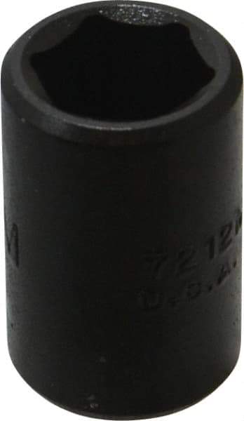 Proto - 3/8" Drive 12mm Standard Impact Socket - 6 Points, 1-1/32" OAL - Apex Tool & Supply