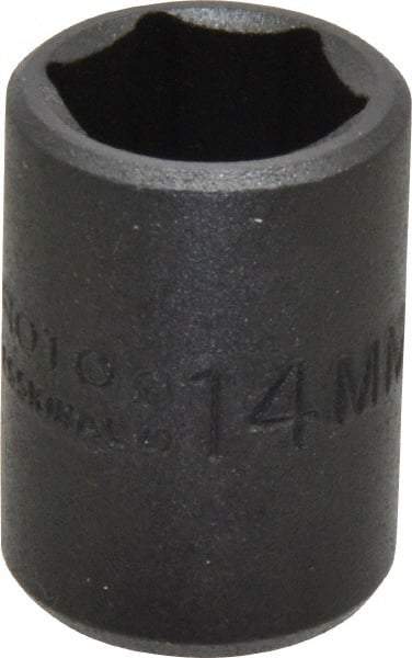 Proto - 3/8" Drive 14mm Standard Impact Socket - 6 Points, 1-3/32" OAL - Apex Tool & Supply