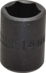 Proto - 3/8" Drive 14mm Standard Impact Socket - 6 Points, 1-3/32" OAL - Apex Tool & Supply