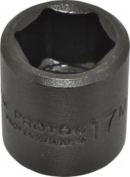 Proto - 3/8" Drive 17mm Standard Impact Socket - 6 Points, 1-3/32" OAL - Apex Tool & Supply