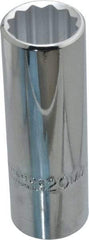 Proto - 1/2" Drive, Deep Hand Socket - 12 Points, 3-1/4" OAL, Chrome Finish - Apex Tool & Supply