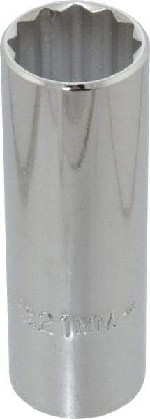 Proto - 1/2" Drive, Deep Hand Socket - 12 Points, 3-1/4" OAL, Chrome Finish - Apex Tool & Supply