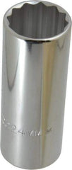 Proto - 1/2" Drive, Deep Hand Socket - 12 Points, 3-1/4" OAL, Chrome Finish - Apex Tool & Supply