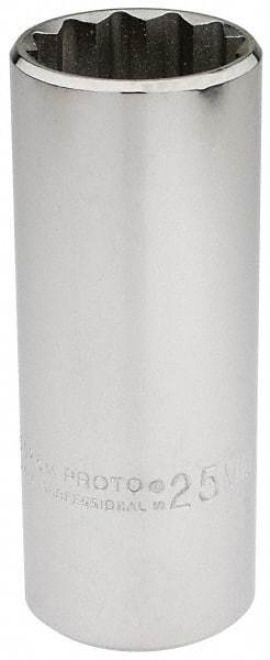 Proto - 1/2" Drive, Deep Hand Socket - 12 Points, 3-1/4" OAL, Chrome Finish - Apex Tool & Supply