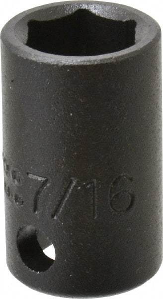 Proto - 3/8" Drive 7/16" Standard Impact Socket - 6 Points, 1-3/32" OAL - Apex Tool & Supply