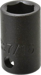 Proto - 3/8" Drive 7/16" Standard Impact Socket - 6 Points, 1-3/32" OAL - Apex Tool & Supply