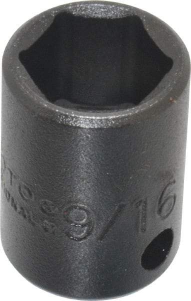 Proto - 3/8" Drive 9/16" Standard Impact Socket - 6 Points, 1-3/32" OAL - Apex Tool & Supply