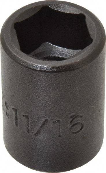 Proto - 1/2" Drive 11/16" Standard Impact Socket - 6 Points, 1-1/2" OAL - Apex Tool & Supply