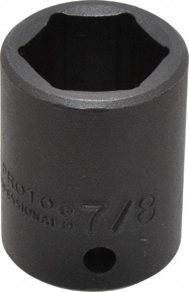 Proto - 1/2" Drive 7/8" Standard Impact Socket - 6 Points, 1-5/8" OAL - Apex Tool & Supply