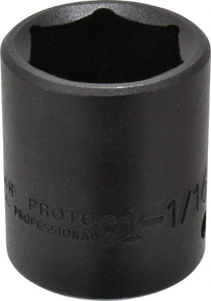Proto - 1/2" Drive 1-1/16" Standard Impact Socket - 6 Points, 1-3/4" OAL - Apex Tool & Supply