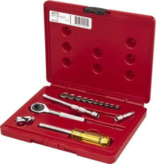 Proto - 15 Piece 1/4" Drive Socket Set - 6 Points, 3/16" to 9/16" Range, Inch Measurement Standard - Apex Tool & Supply