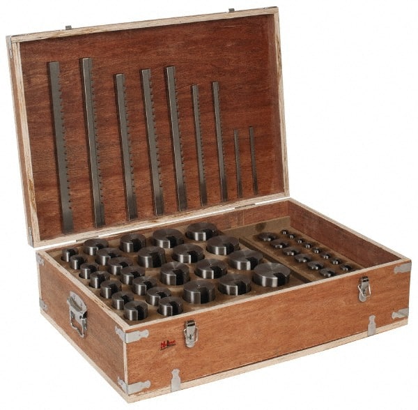 Value Collection - 75 Piece, 1/8 to 3/4" Keyway Width, Style B, C, D & E Keyway Broach Set - Apex Tool & Supply