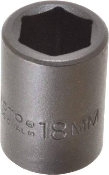 Proto - 1/2" Drive 18mm Standard Impact Socket - 6 Points, 1-1/2" OAL - Apex Tool & Supply