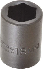 Proto - 1/2" Drive 18mm Standard Impact Socket - 6 Points, 1-1/2" OAL - Apex Tool & Supply