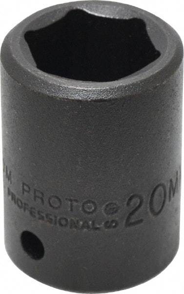 Proto - 1/2" Drive 20mm Standard Impact Socket - 6 Points, 1-39/64" OAL - Apex Tool & Supply