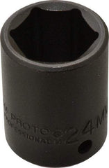 Proto - 1/2" Drive 24mm Standard Impact Socket - 6 Points, 1-39/64" OAL - Apex Tool & Supply