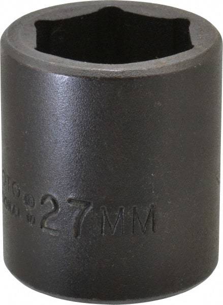 Proto - 1/2" Drive 27mm Standard Impact Socket - 6 Points, 2" OAL - Apex Tool & Supply