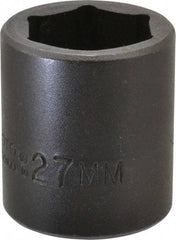Proto - 1/2" Drive 27mm Standard Impact Socket - 6 Points, 2" OAL - Apex Tool & Supply
