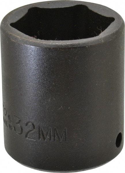 Proto - 1/2" Drive 32mm Standard Impact Socket - 6 Points, 2" OAL - Apex Tool & Supply