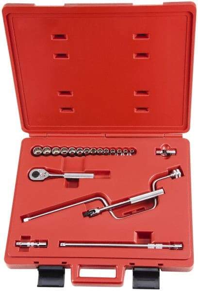 Proto - 20 Piece 3/8" Drive Socket Set - 12 Points, 6mm to 19mm Range, Metric Measurement Standard - Apex Tool & Supply
