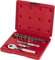 Proto - 12 Piece 3/8" Drive Socket Set - 6 Points, 3/8" to 7/8" Range, Inch Measurement Standard - Apex Tool & Supply