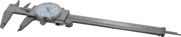 Fowler - 0" to 6" Range, 0.001" Graduation, 0.1" per Revolution, Dial Caliper - White Face, 1.54" Jaw Length - Apex Tool & Supply