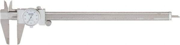 Fowler - 0" to 12" Range, 0.001" Graduation, 0.1" per Revolution, Dial Caliper - White Face, 2.35" Jaw Length - Apex Tool & Supply